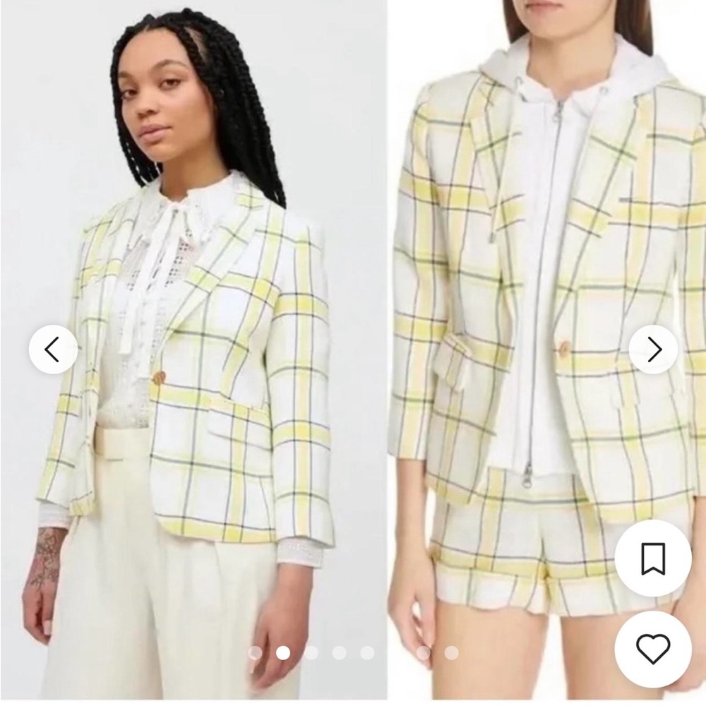 Veronica Beard VB Schoolboy Yellow + Green Plaid  Dickey Jacket Blazer 6 - Picture 11 of 11